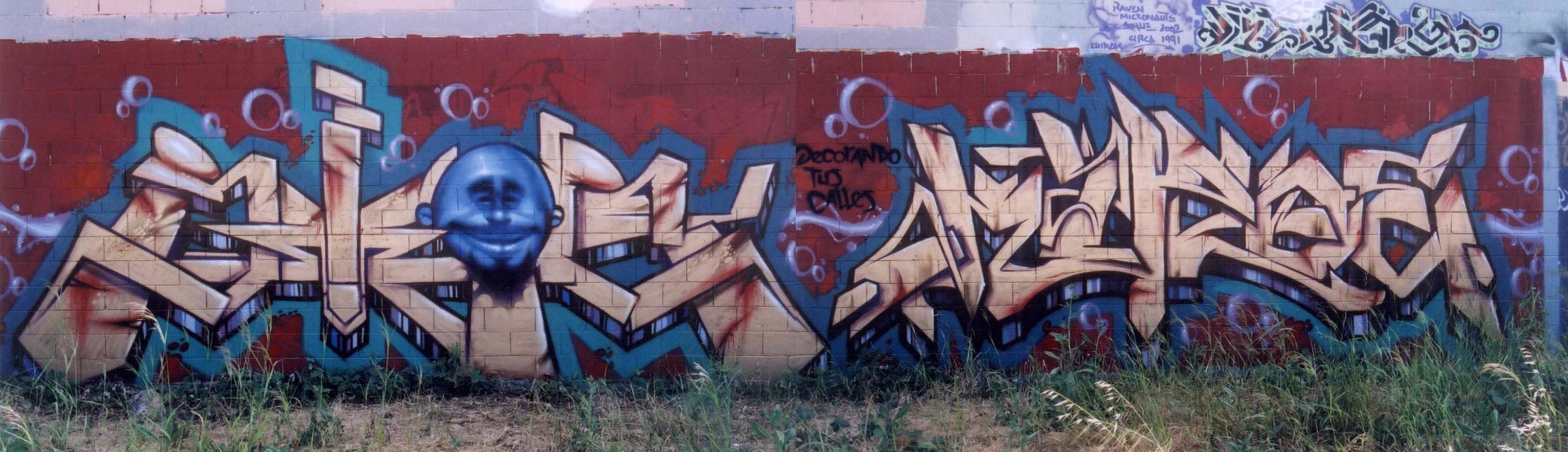 graffiti art on a brick wall