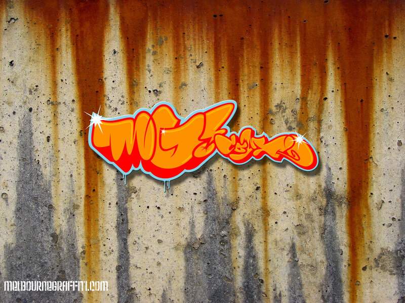 graffiti art on a rusty wall