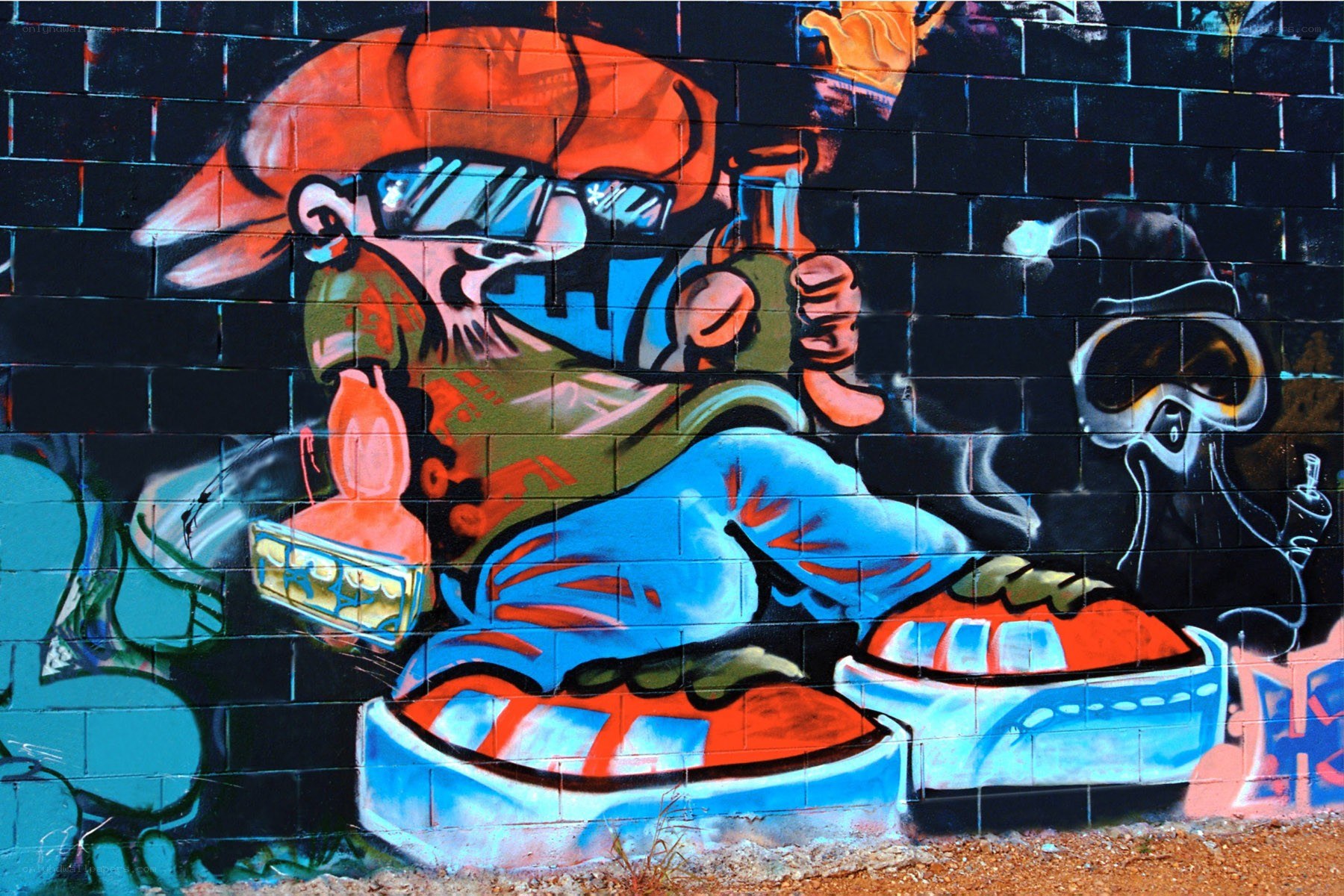 graffiti art on brick wall
