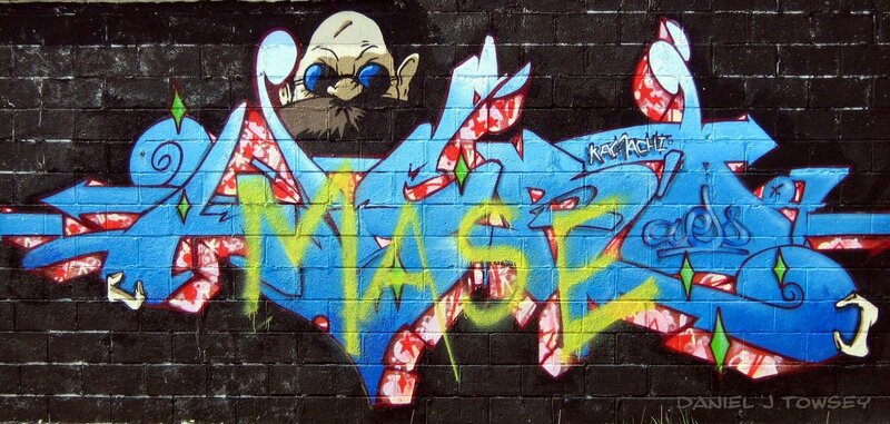 Graffiti Art on Brick Wall — Blue