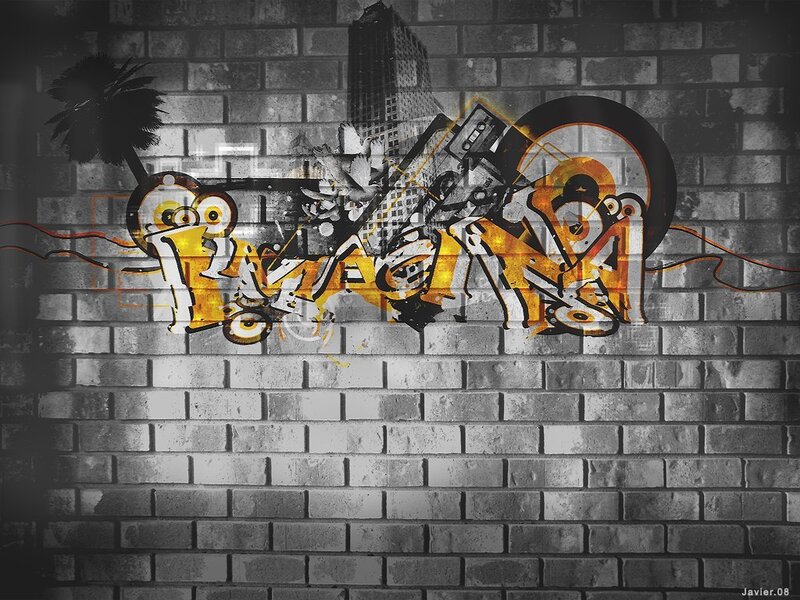 Graffiti Art on Brick Wall — Gray
