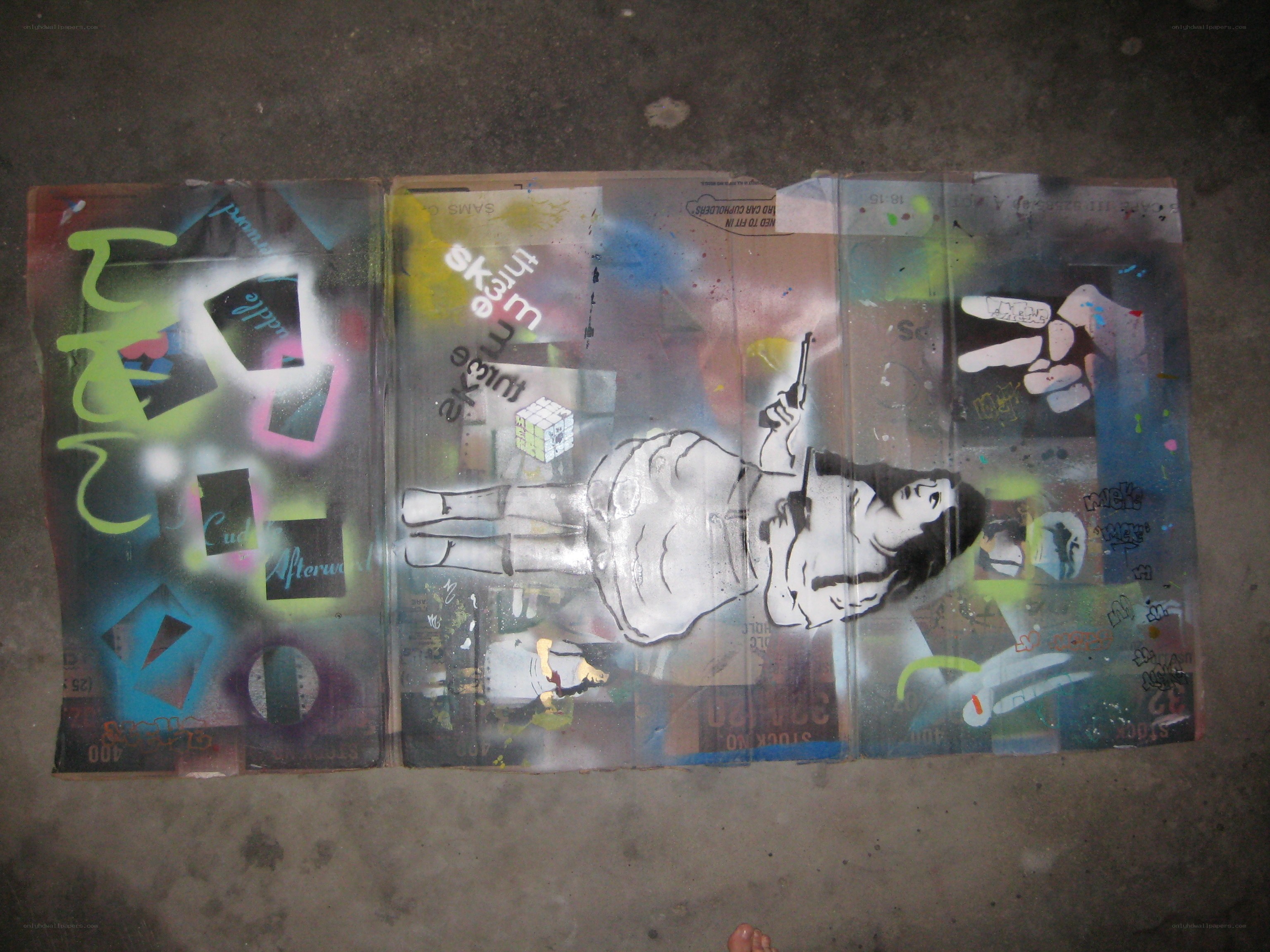 graffiti art on cardboard