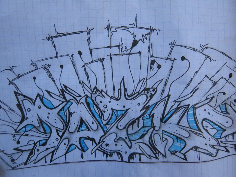graffiti art on graph paper