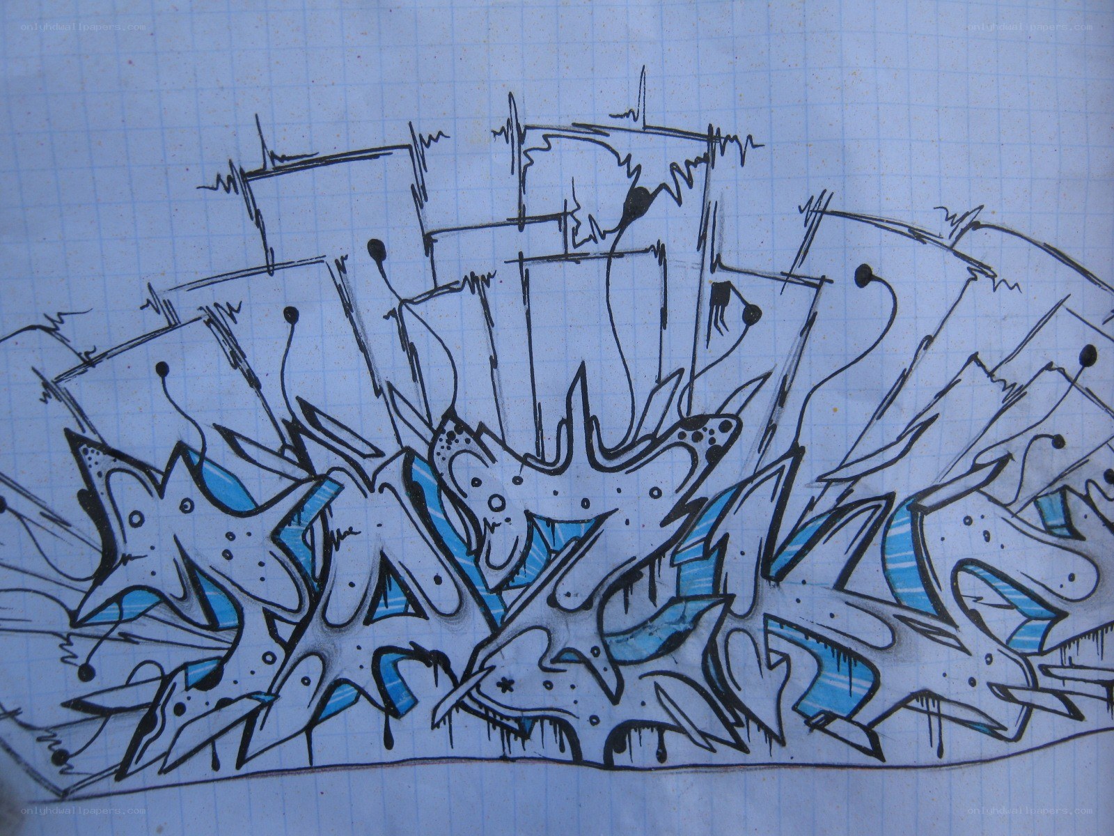graffiti art on graph paper