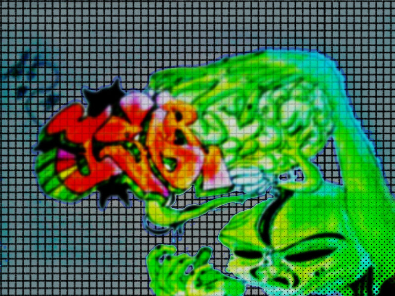 graffiti art on grid background