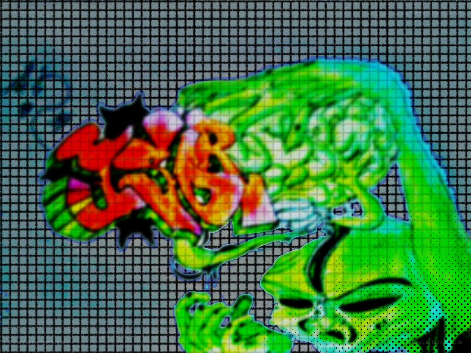 graffiti art on grid background