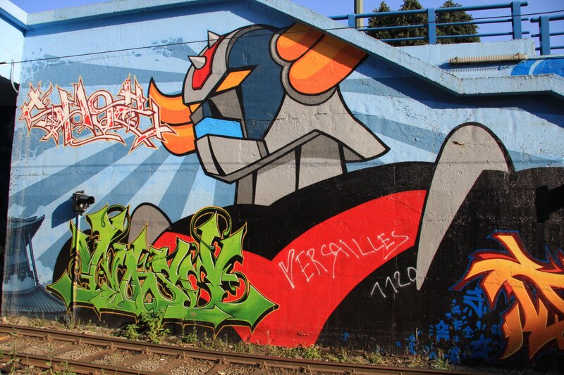 graffiti art on train bridge