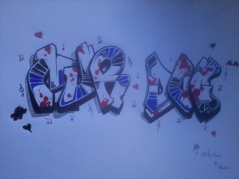 Graffiti Art on Wall — Blue, Playful