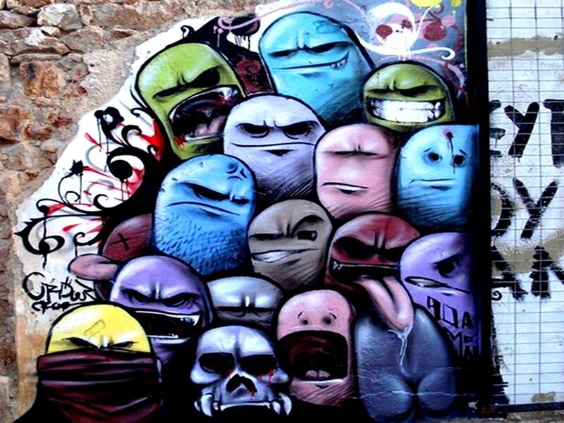 Graffiti Art on Wall — Blue