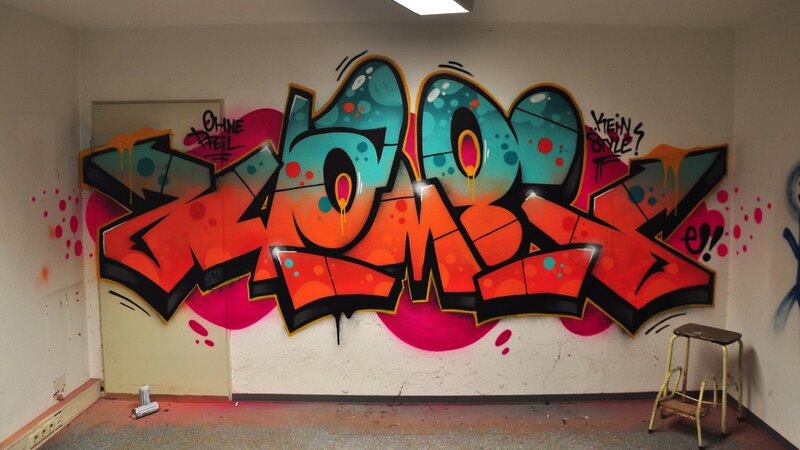 Graffiti Art on Wall — Orange