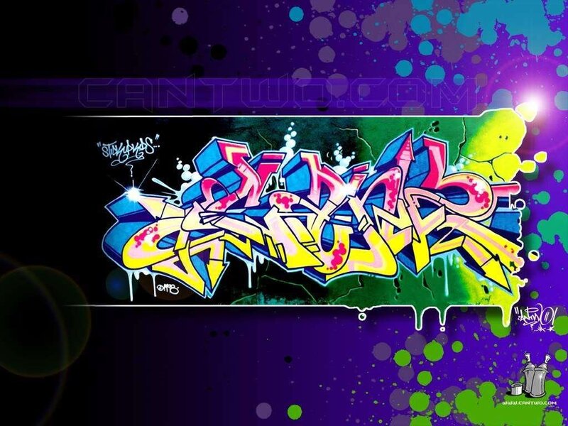 Graffiti Art on Wall — Purple