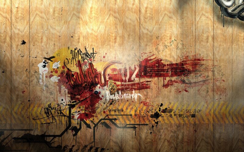 graffiti art on wooden wall