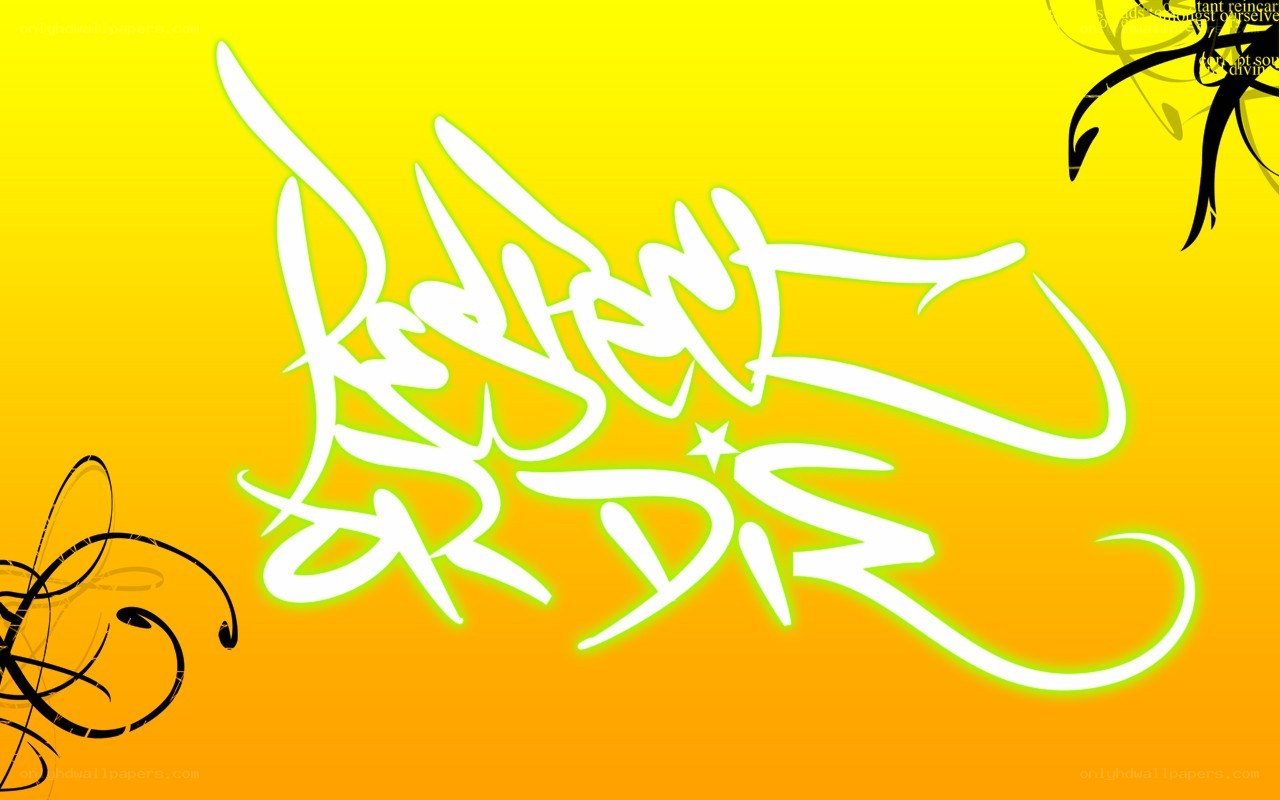 graffiti art on yellow background