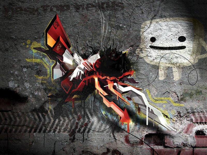 graffiti art with abstract shapes