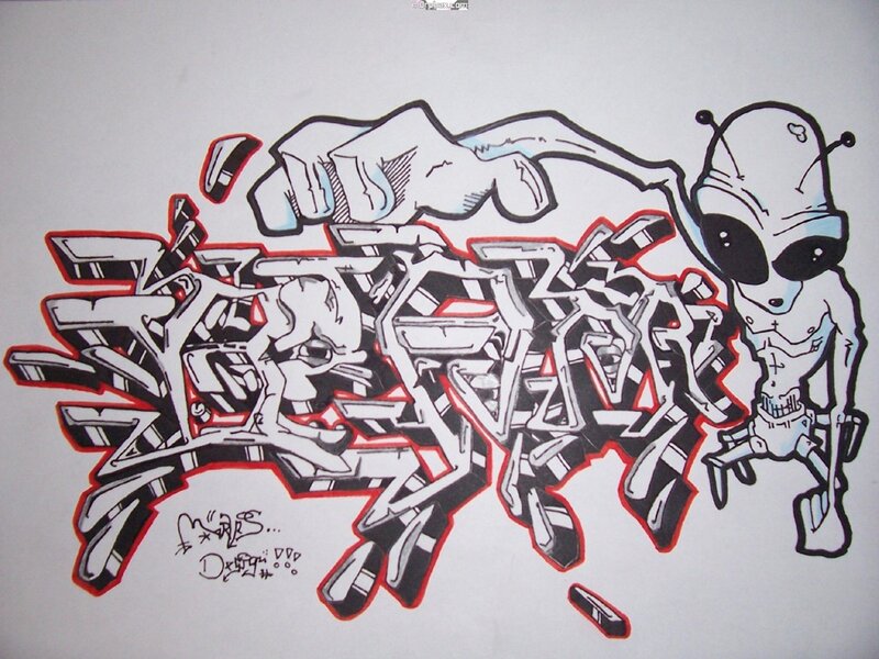 graffiti art with alien character