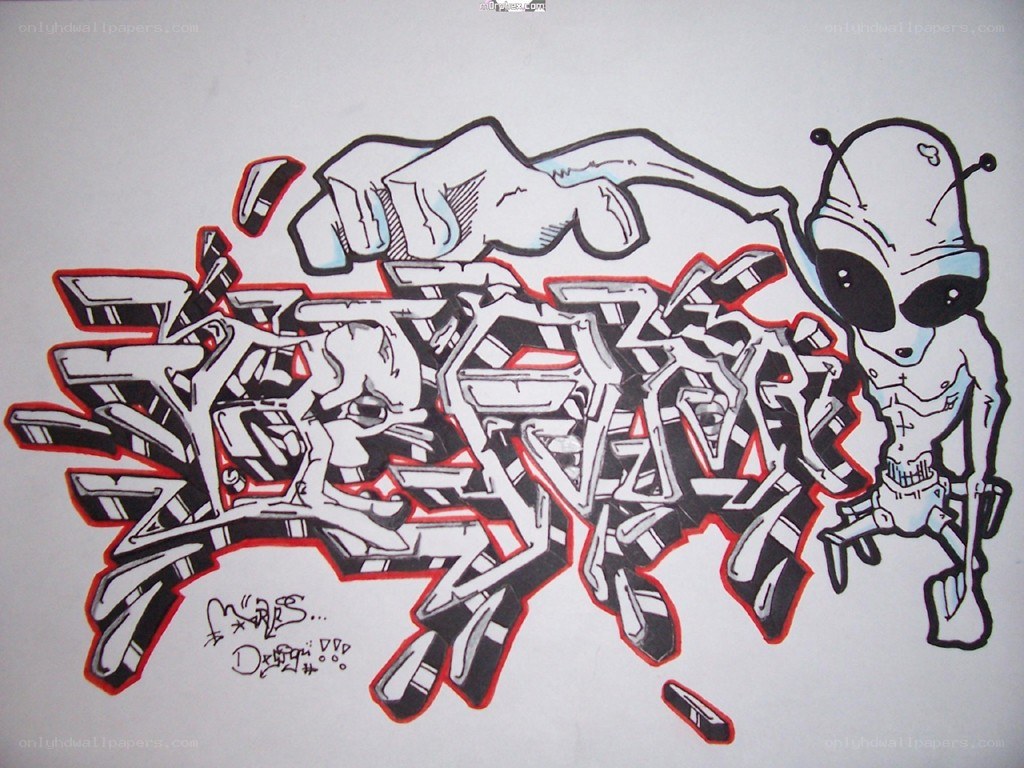 graffiti art with alien character