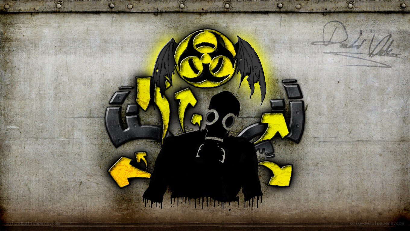 graffiti art with biohazard symbol