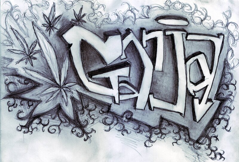 graffiti art with cannabis leaves