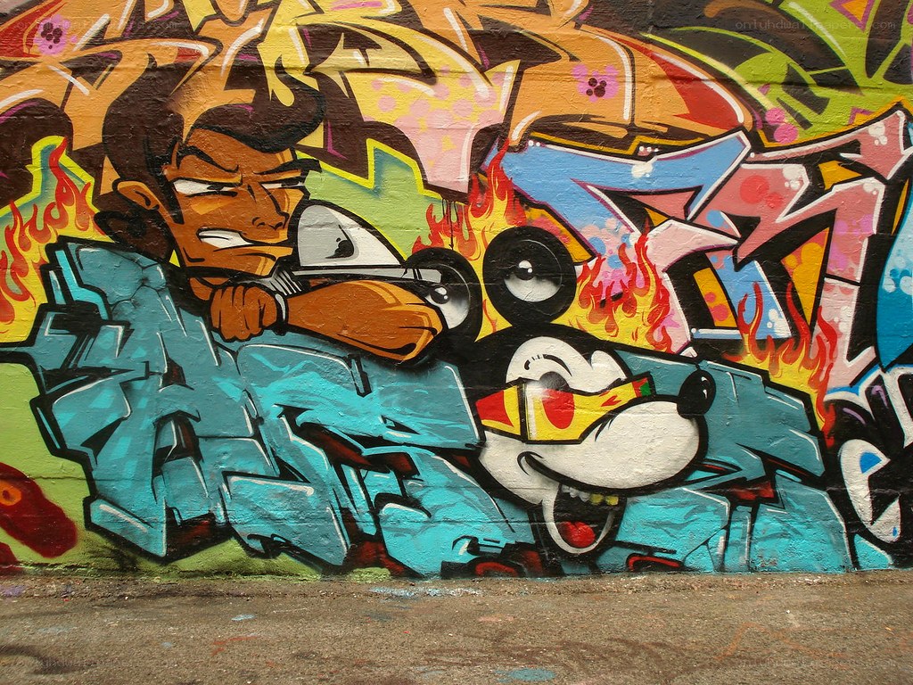 graffiti art with cartoon characters