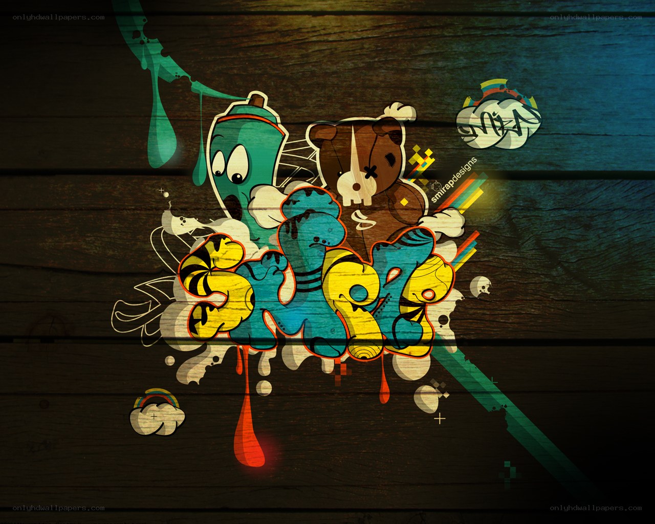 graffiti art with cartoon characters