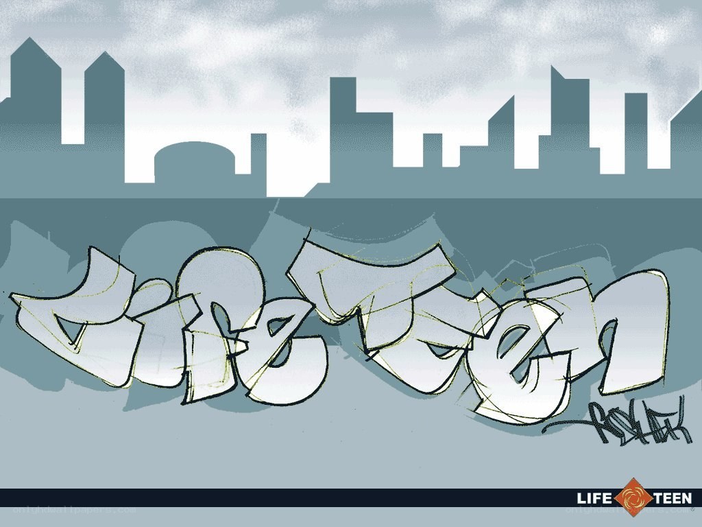 graffiti art with city skyline
