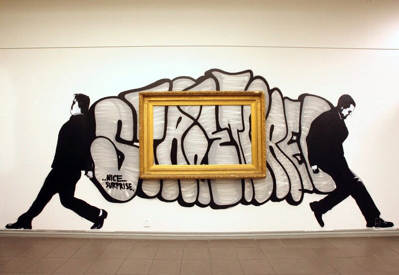 Graffiti art with empty frame