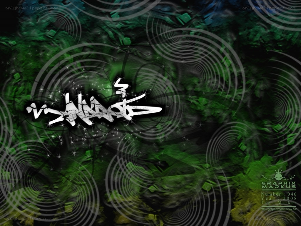 Graffiti art with green background