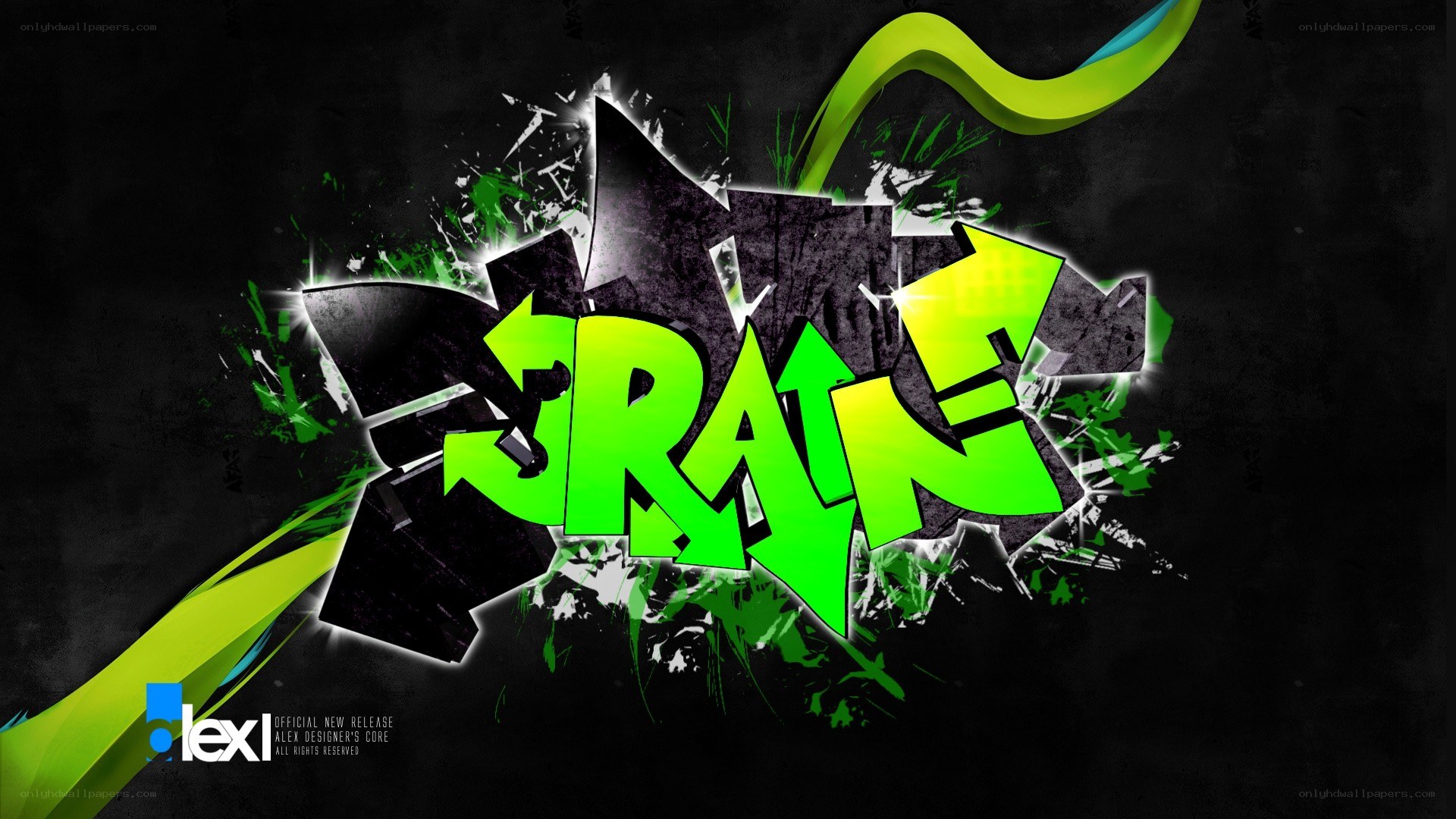 Graffiti art with green text
