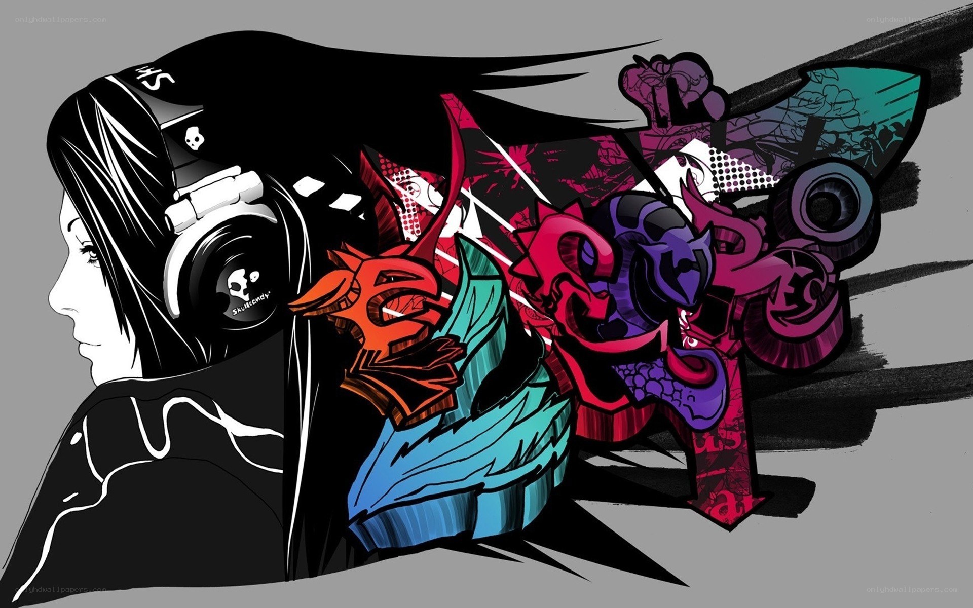 graffiti art with headphones