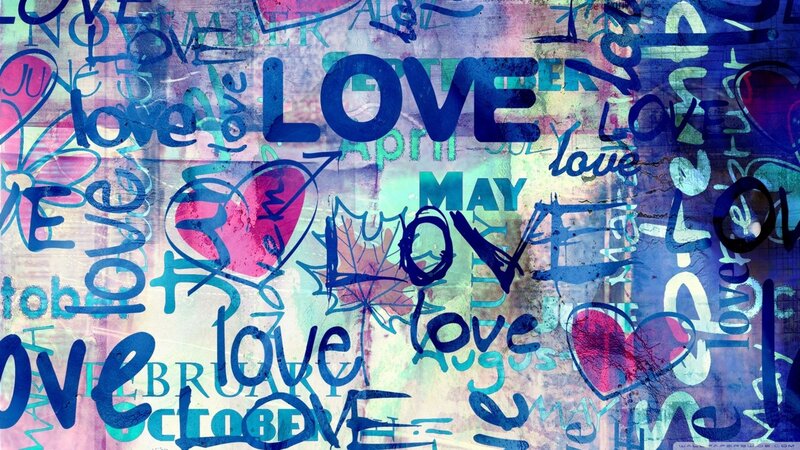 Graffiti Art with Hearts — Blue