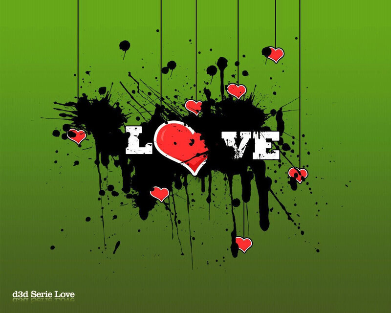 Graffiti Art with Hearts — Green, Playful, Digital Art, Splatters, Text