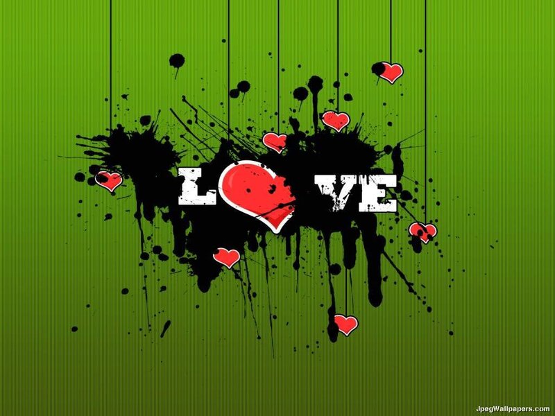 Graffiti Art with Hearts — Green, Playful, Digital Art