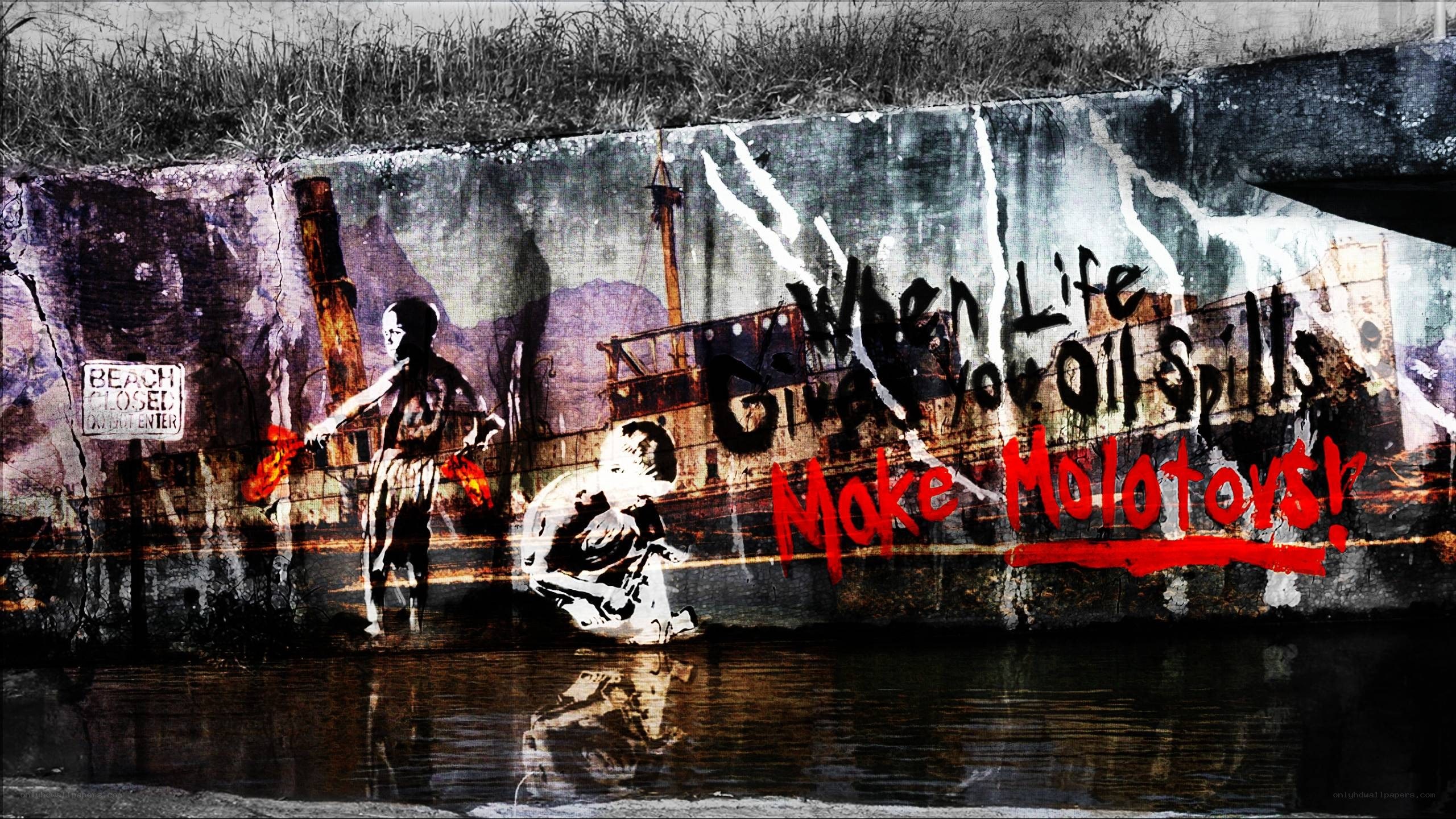 graffiti art with molotovs