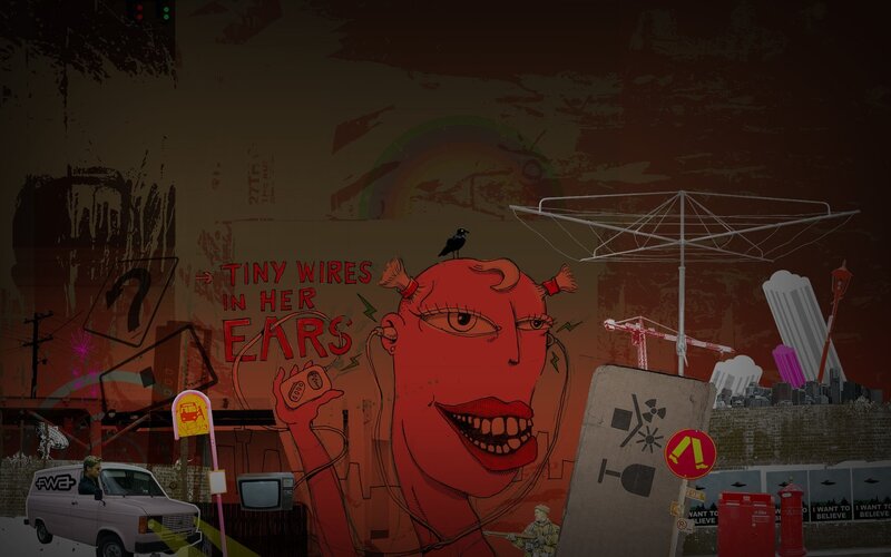 graffiti art with red face