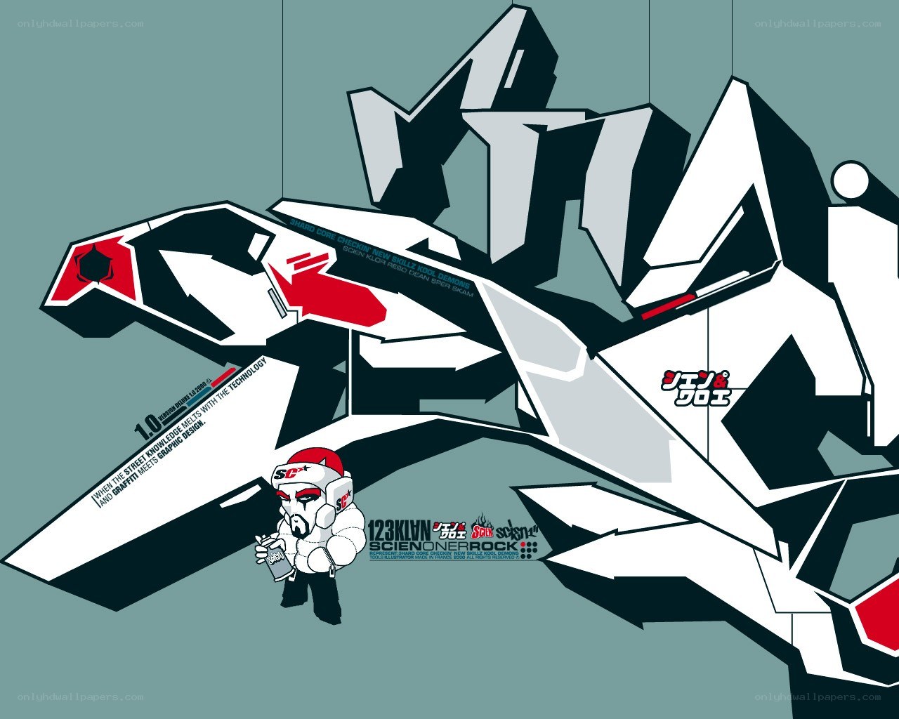 Graffiti art with robot character