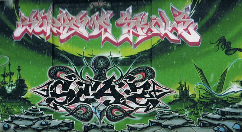 graffiti art with sea monster