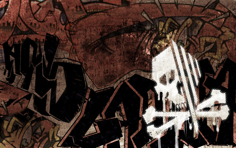 graffiti art with skull design