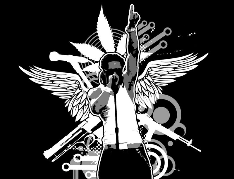graffiti art with wings and cannabis