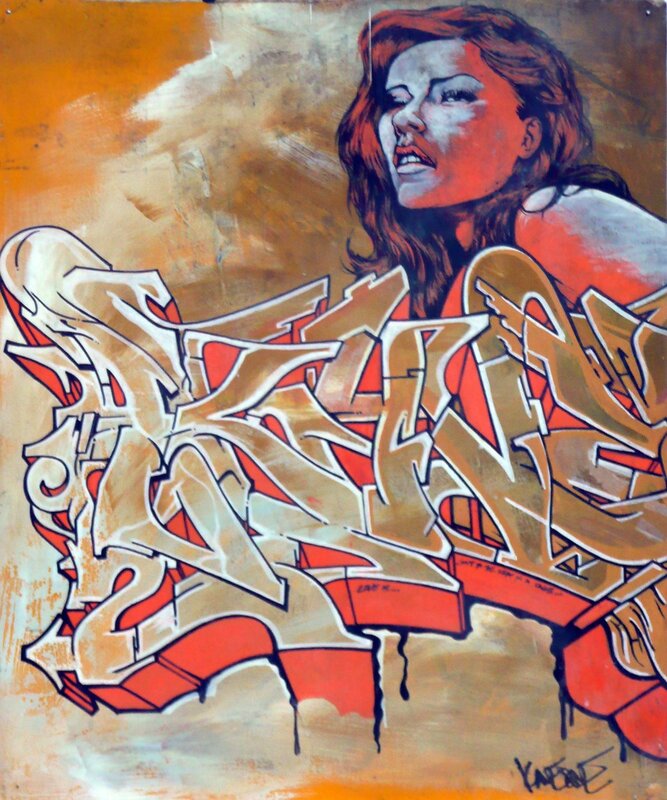 graffiti art with woman portrait