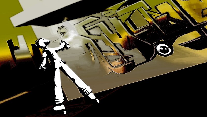 graffiti artist in action