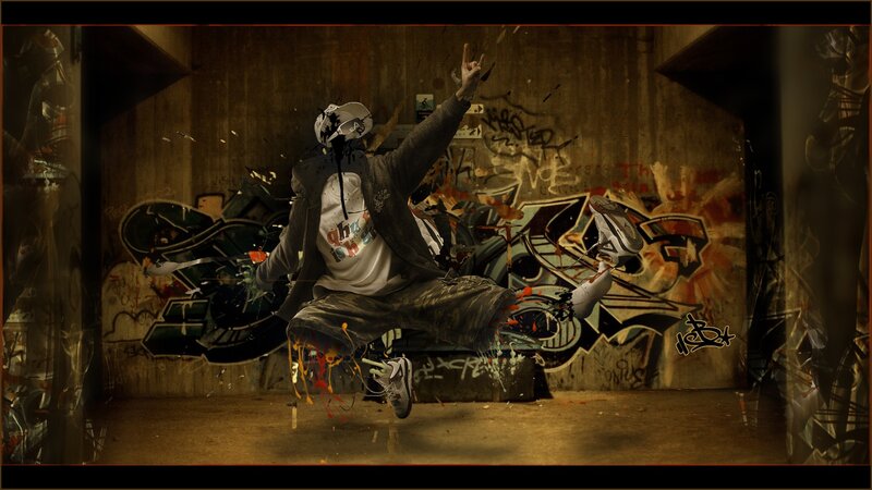 graffiti artist in motion