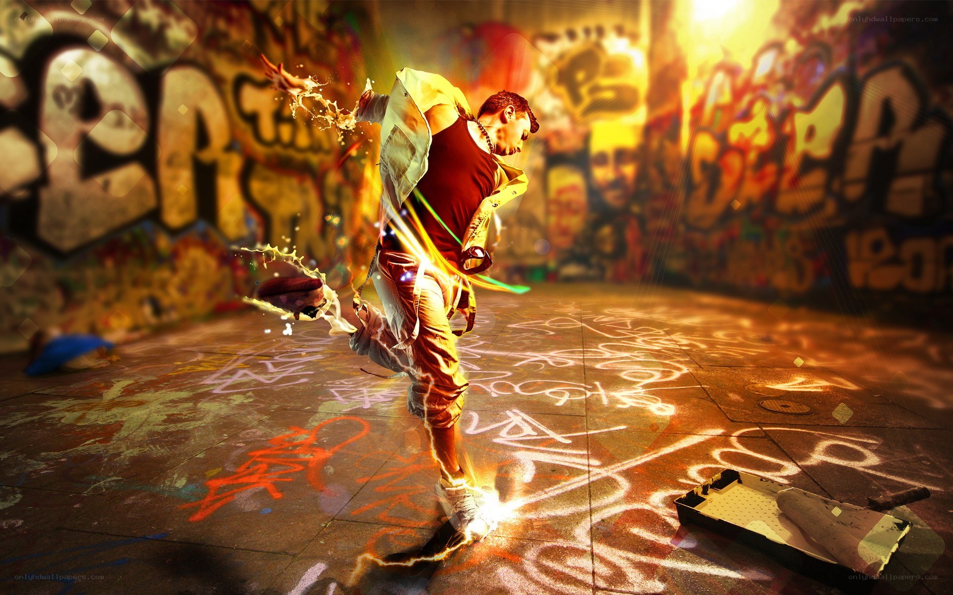 graffiti artist in motion
