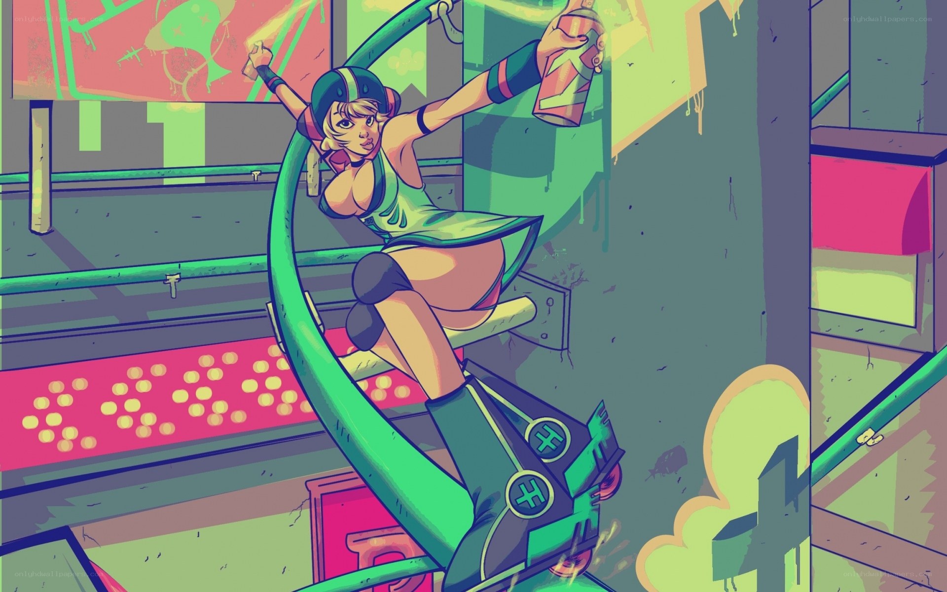 graffiti artist on a rail