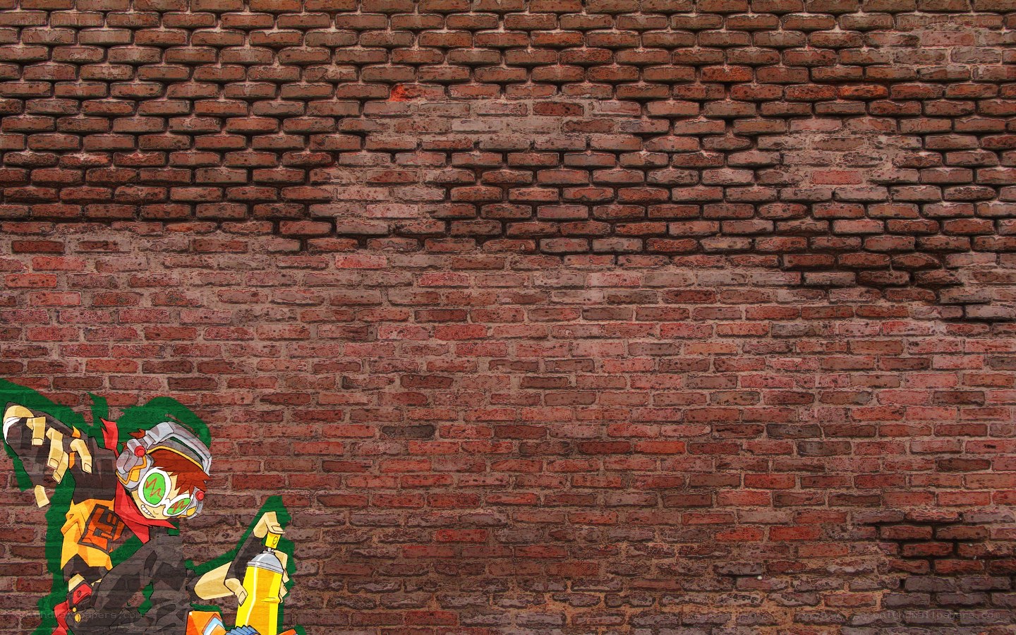 graffiti artist on brick wall