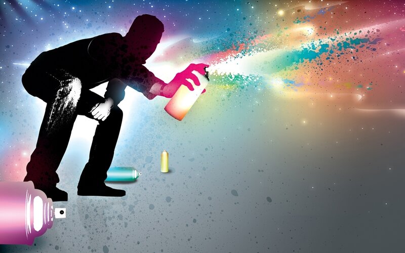 graffiti artist spray painting