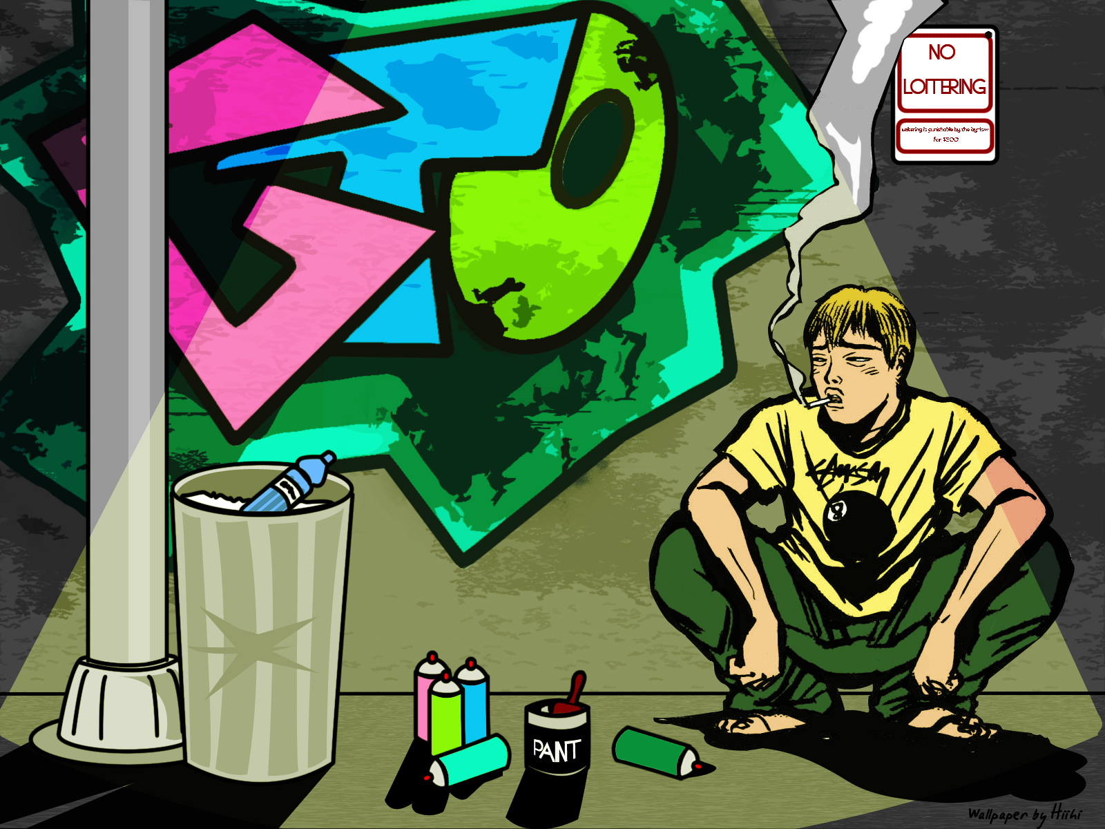 Graffiti artist taking a break