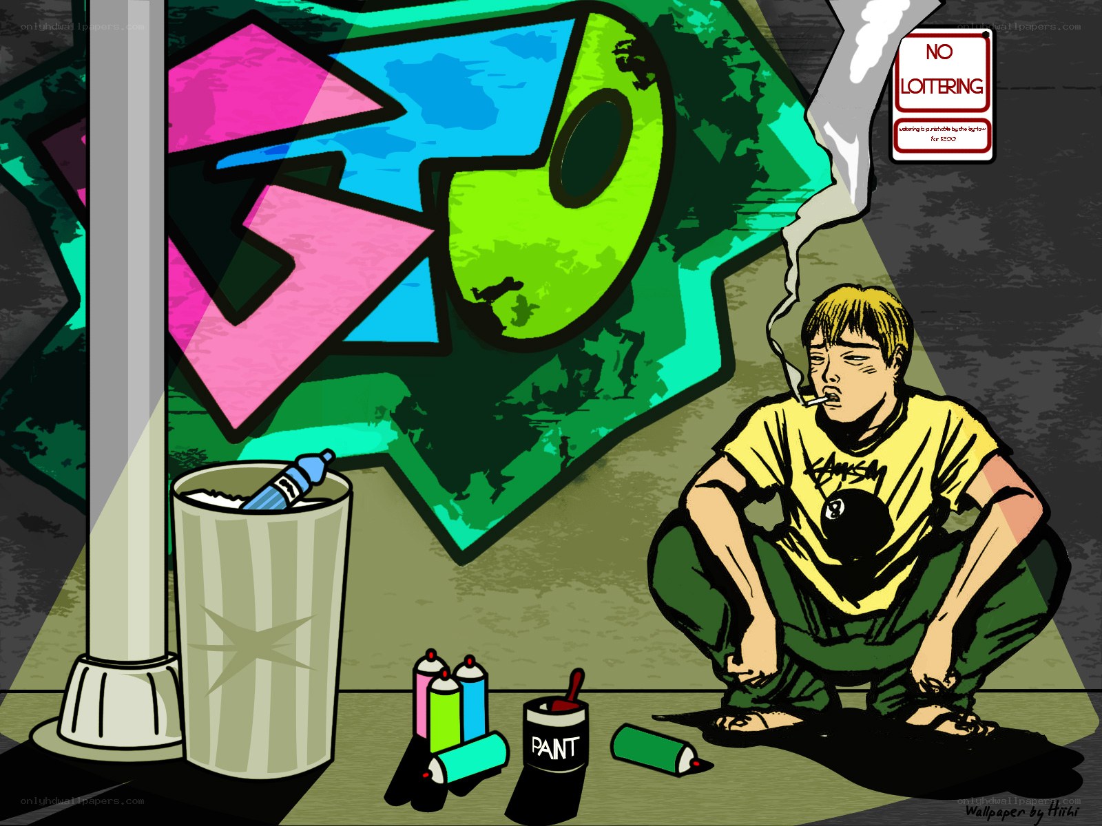 Graffiti artist taking a break