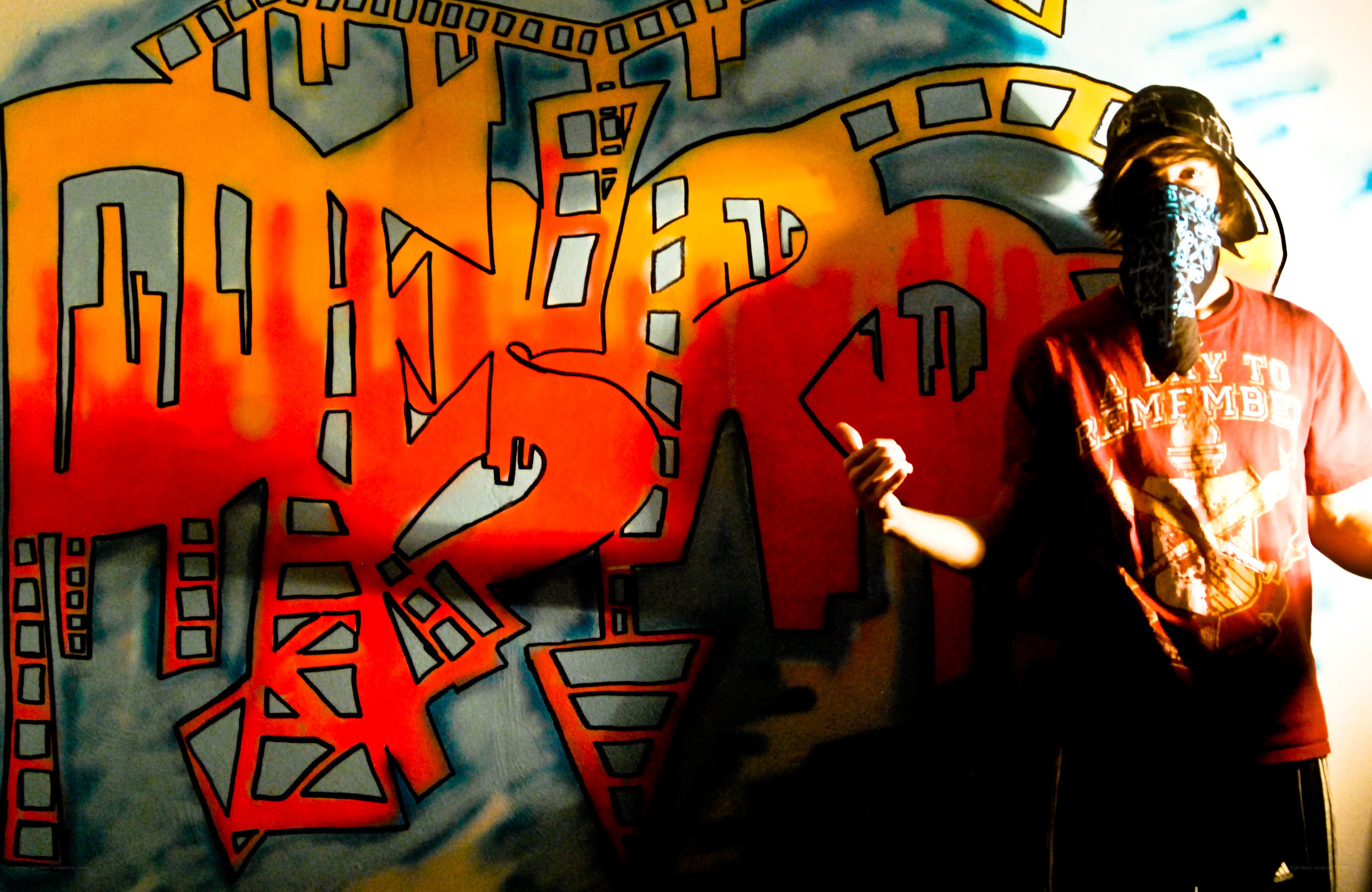 graffiti artist with mask