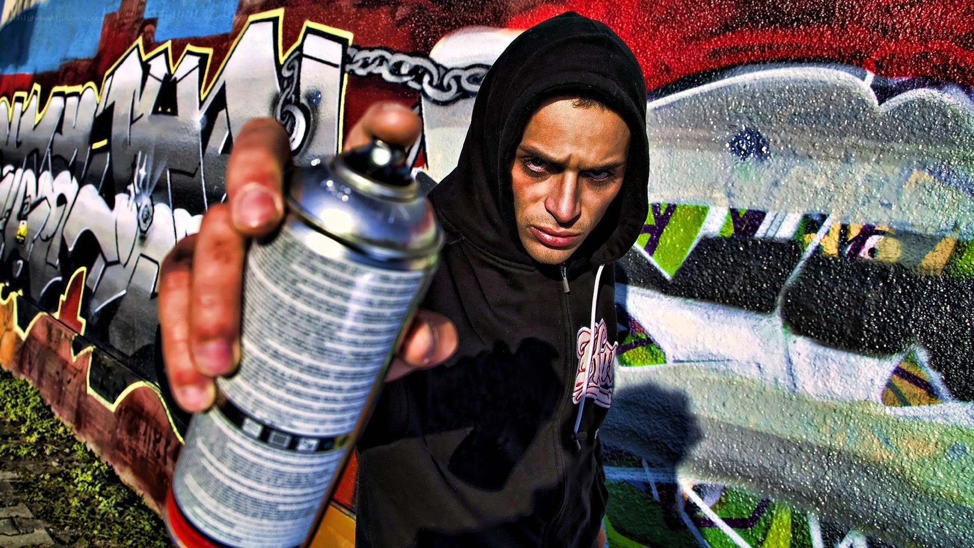 graffiti artist with spray can