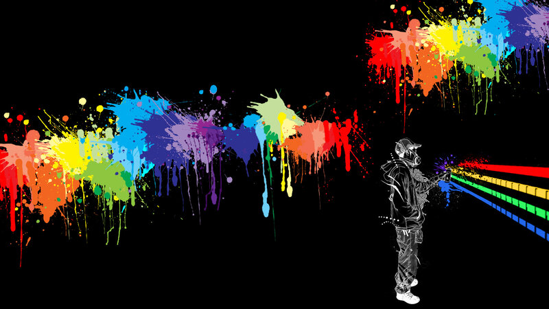 Graffiti Artist with Spray Cans — Black